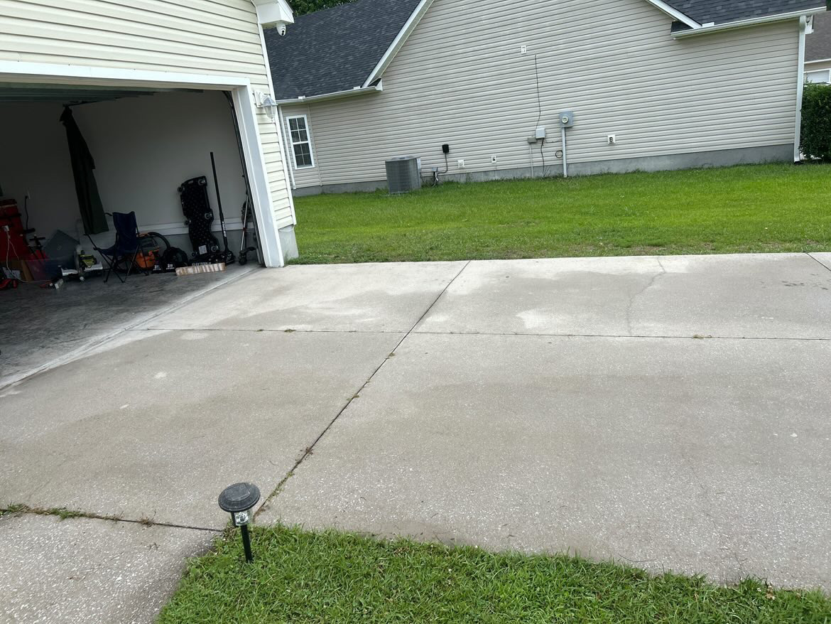 Two-car driveway in front of a garage