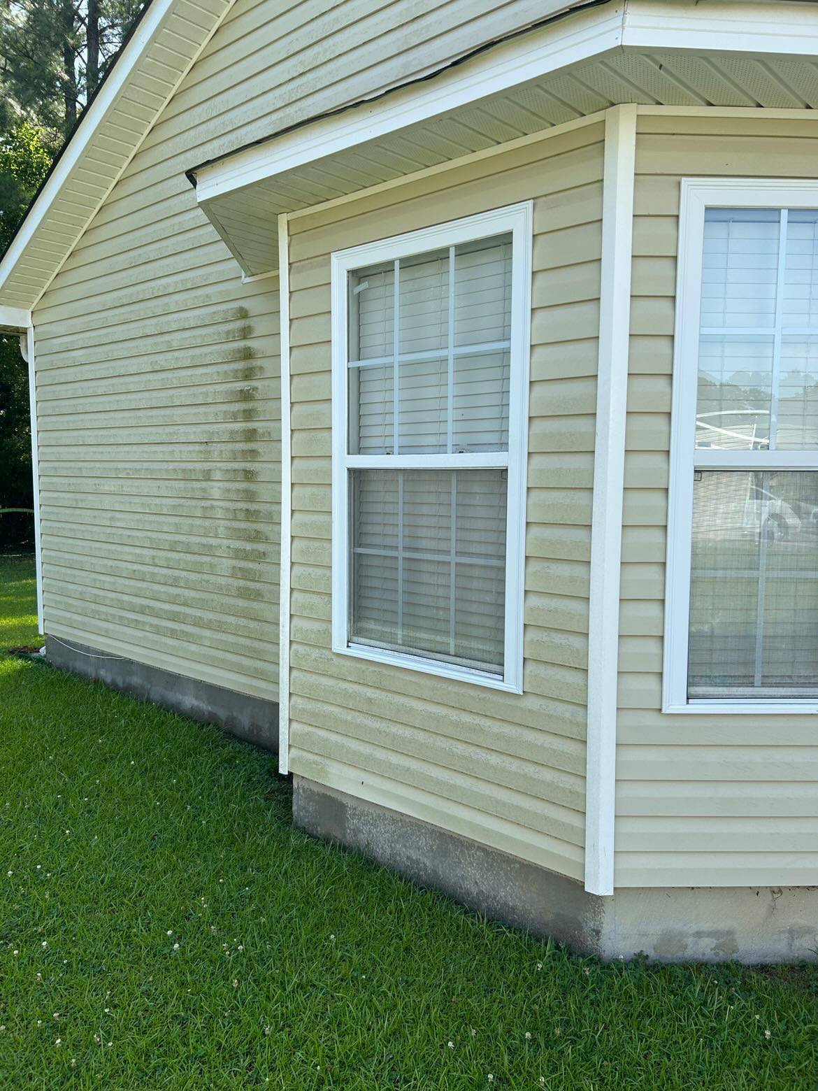 Driveway beside a garage door